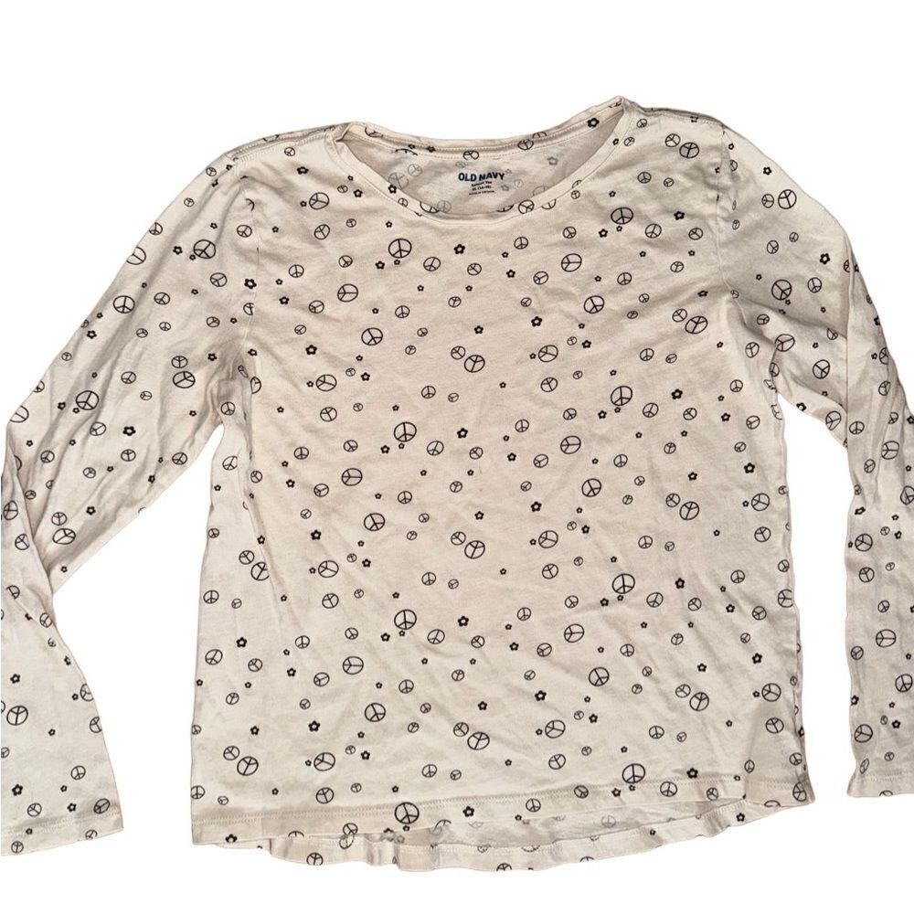 Old Navy Peace Sign Softest Printed Long-Sleeve T-Shirt for Girls -Size XL 14-16